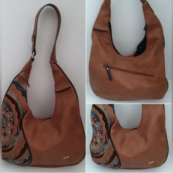 Kensie Handbags - Kensie  Patchwork Faux/Vegan Tan Purse